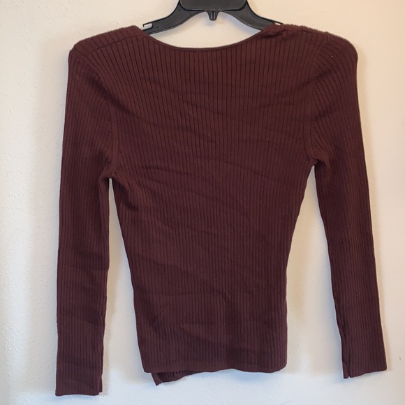 ❤️ Open Edit Rib Scoop Neck Sweater in Brown Chocolate Size Medium ❤️ F3 - Picture 5 of 5